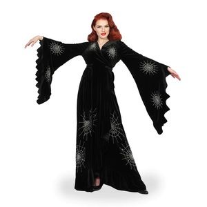 Nicoletta Carlone “Carlotta” Spiderweb Robe - Black Velvet - Size M